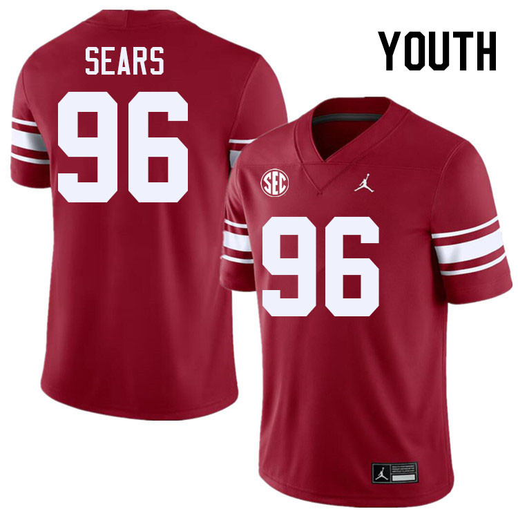 Youth #96 Davon Sears Oklahoma Sooners 2024 SEC Conference College Football Jerseys-Throwback